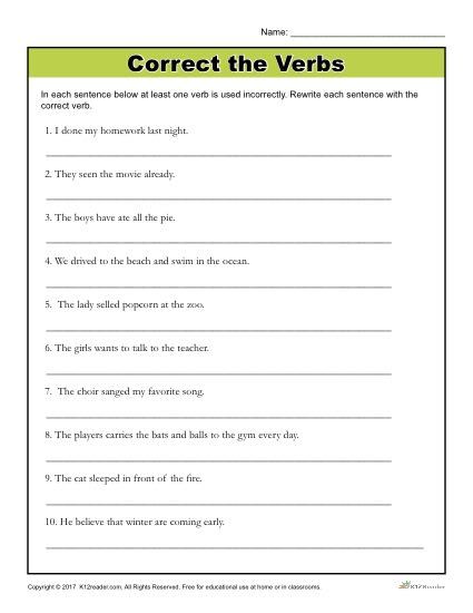 4th Grade English Grammar Worksheets