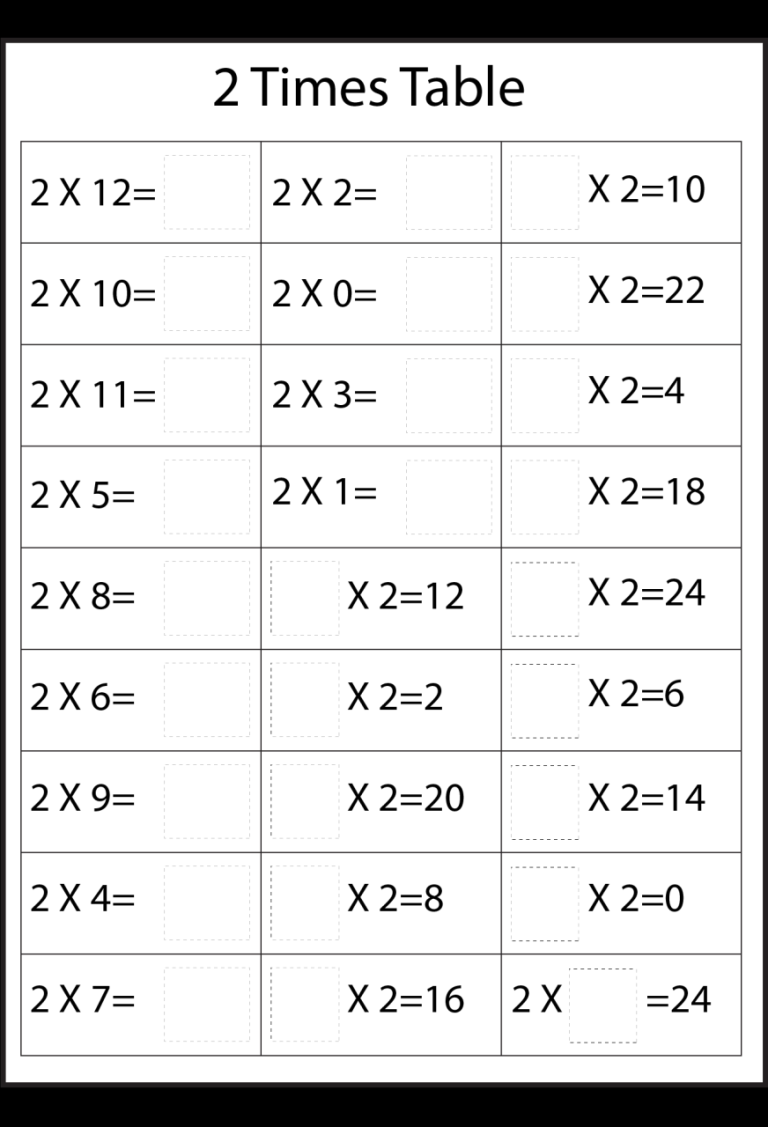 6 Times Table Worksheet Free Printable