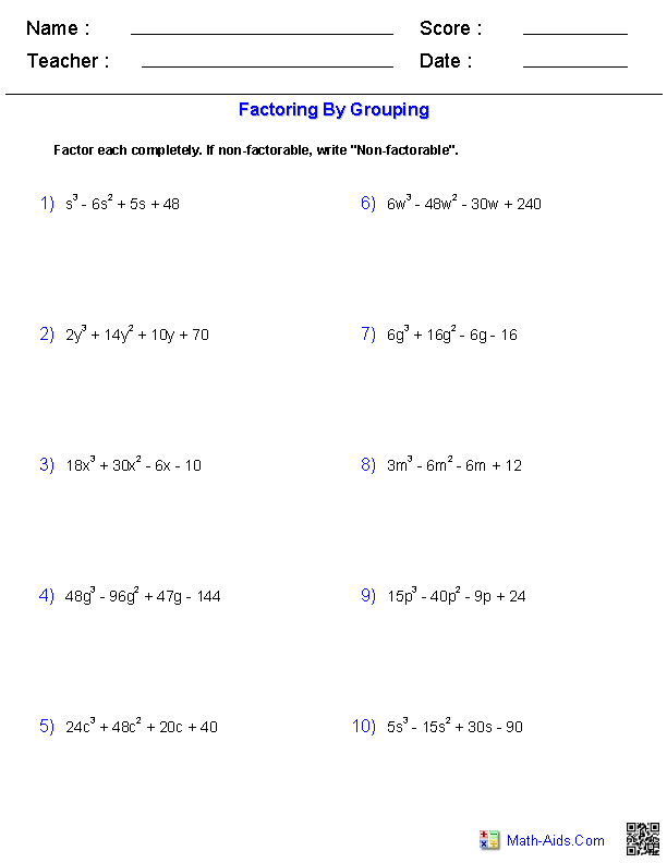 Factoring Polynomials Worksheet Doc