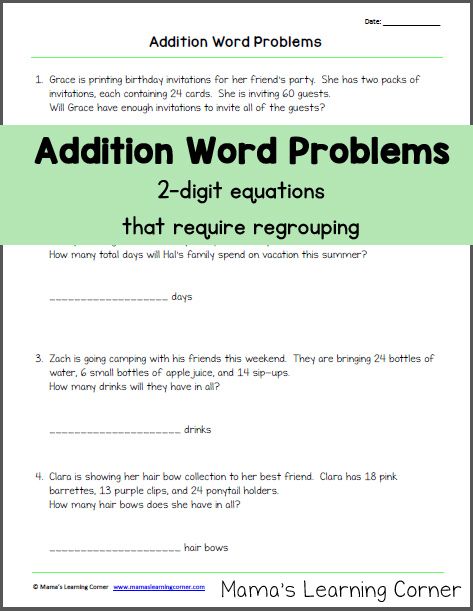 Addition Word Problems For Grade 2