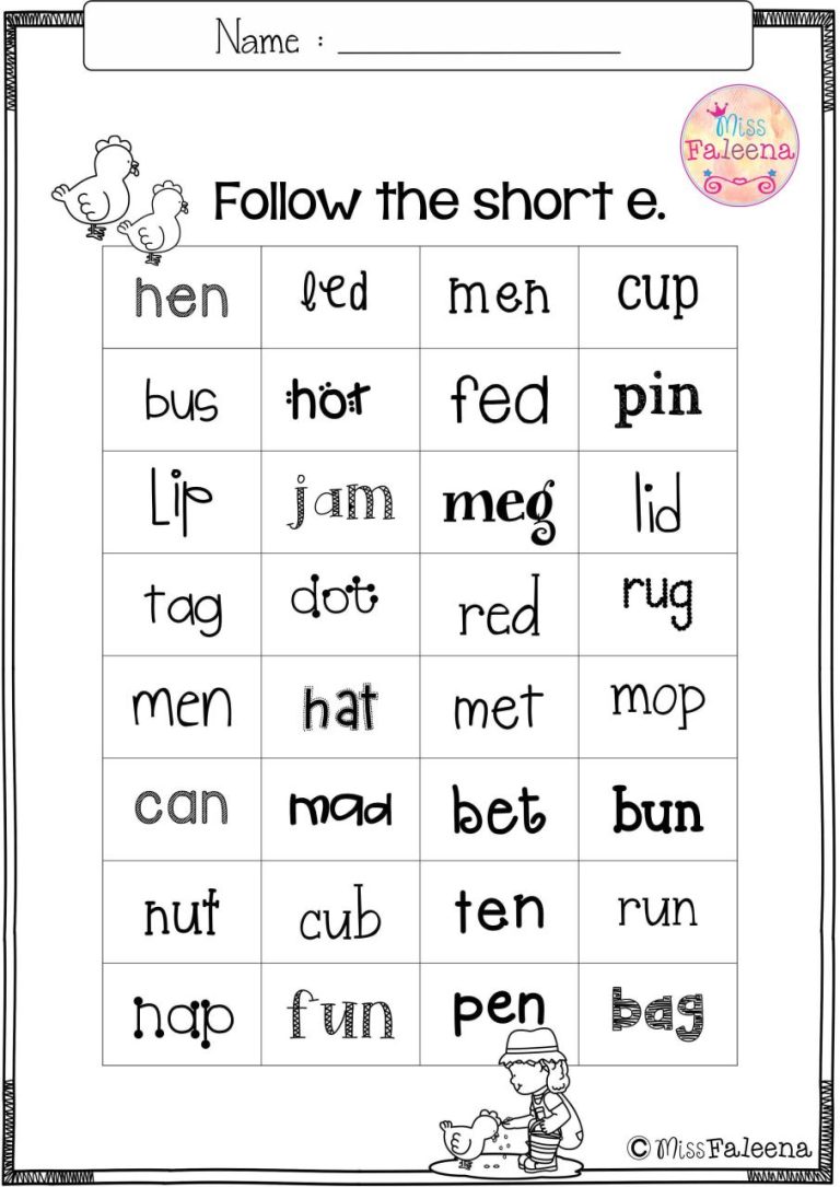 Reading Cvc Words Worksheets For Grade 1