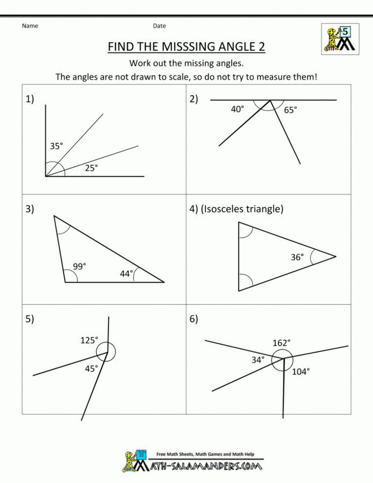 Angles In A Triangle Worksheet Pdf