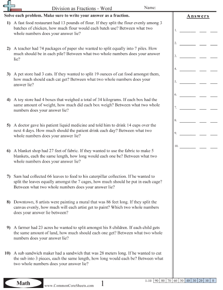 Common Core Sheets Multiplication Comparisons Within 100