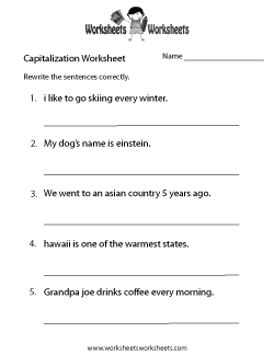 4th Grade Free Capitalization Worksheets