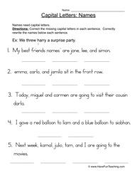 Printable Capitalization Worksheets Pdf