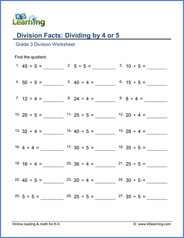 Division Math Problems 3rd Grade