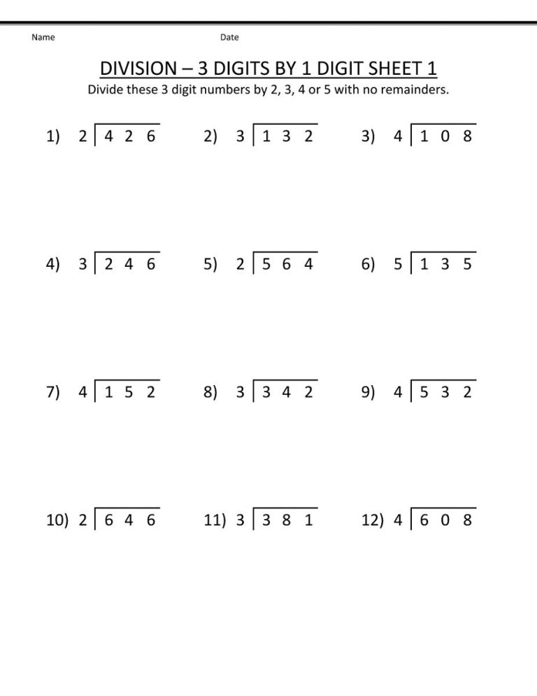 Fourth Grade 4th Grade Math Worksheets Division