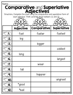 Comparative Adjectives Worksheet 2nd Grade