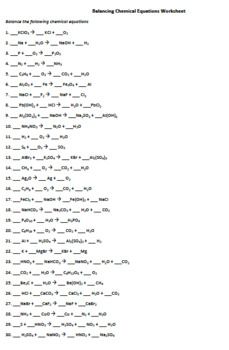 Answer Balancing Equations Worksheet Key