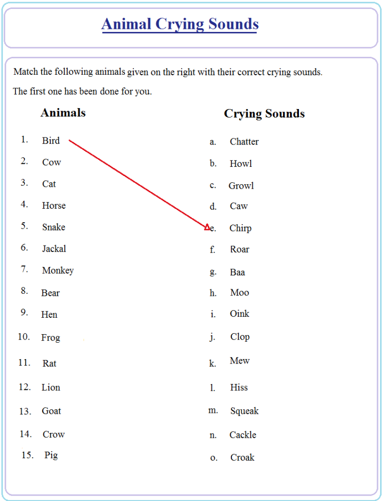 English Sheets For Grade 1