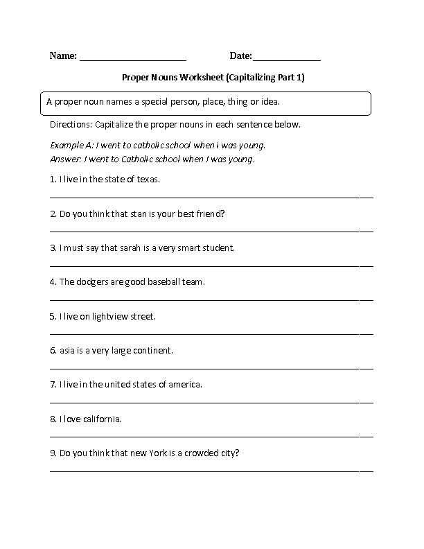 Nouns Worksheet For Grade 6 With Answer