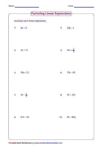 Factoring By Grouping Worksheet