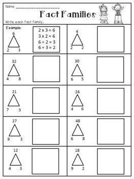 Fact Family Worksheets Examples