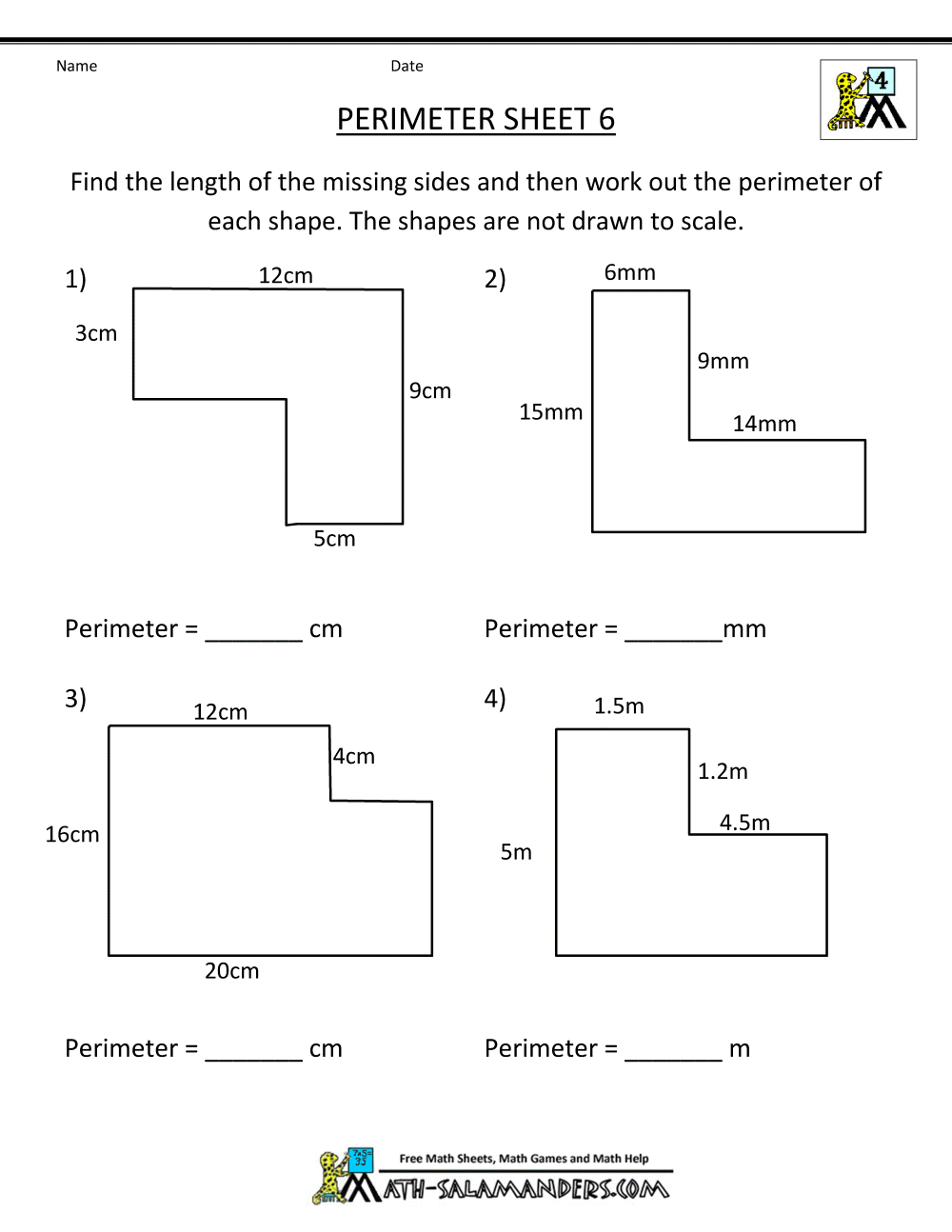 Printable Perimeter Worksheets 5th Grade