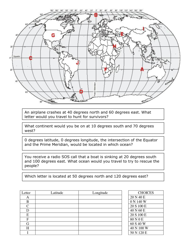 Answer Key Latitude And Longitude Worksheets Answers