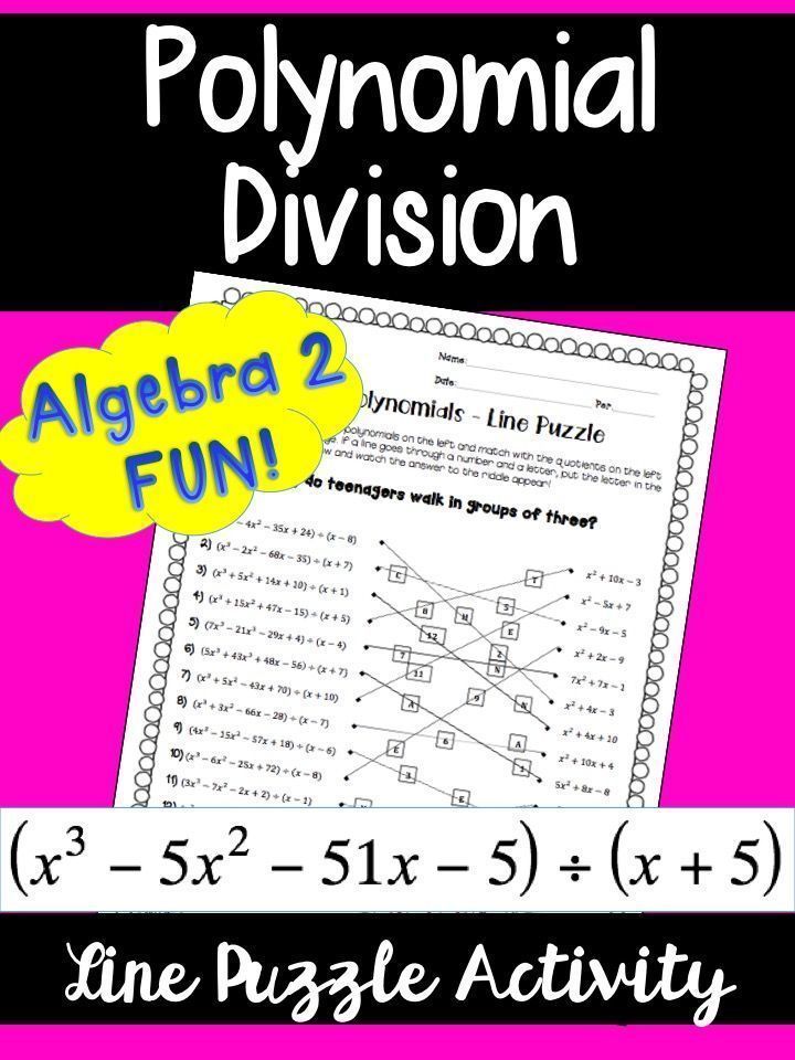 Algebra Dividing Polynomials Worksheet Answers