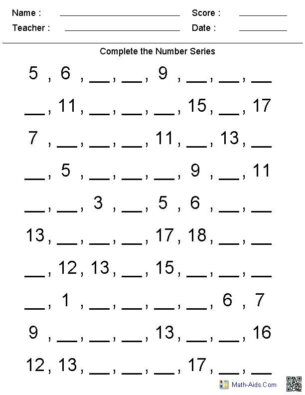 Number Patterns Worksheets Grade 5