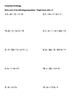 Inequalities Worksheet Pdf