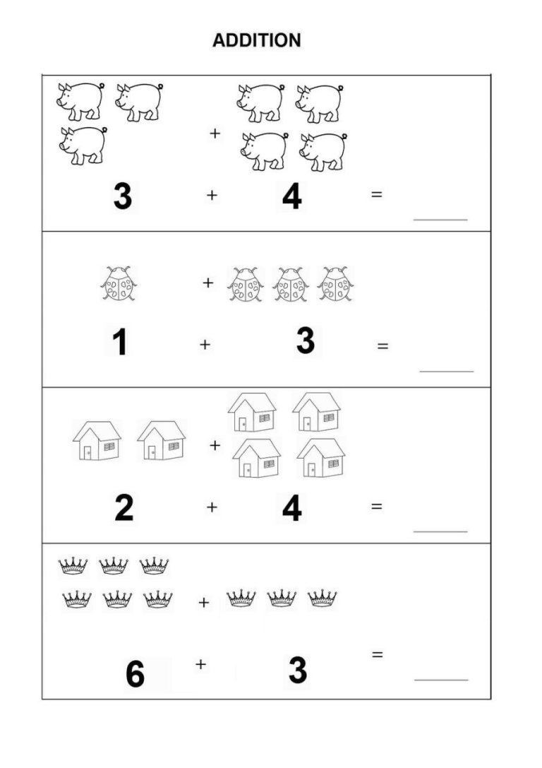 Free Printable Math Addition Worksheets For Kindergarten Pdf