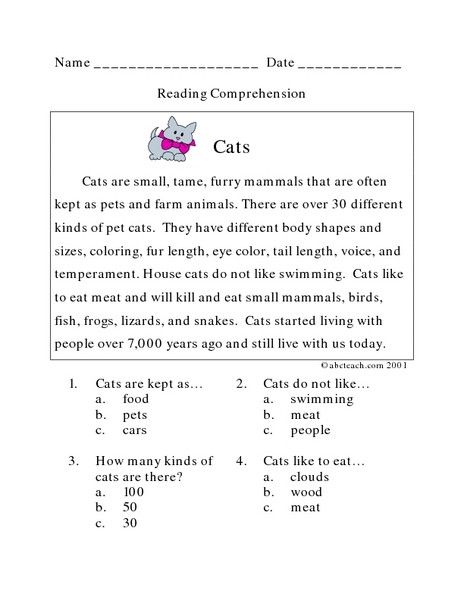 4th Grade Reading Comprehension Worksheets Multiple Choice