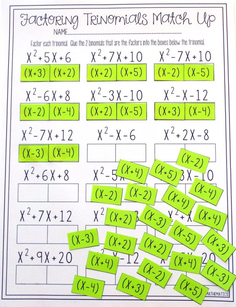 Factoring Practice Worksheet