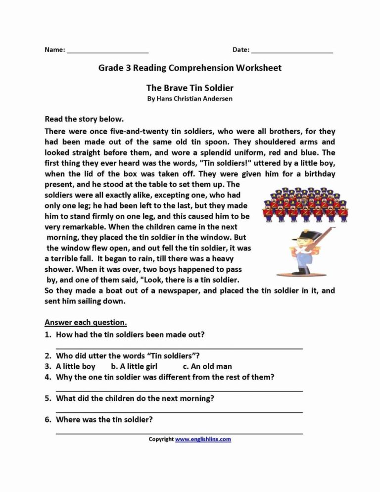 Year 3 Reading Comprehension Worksheets Free