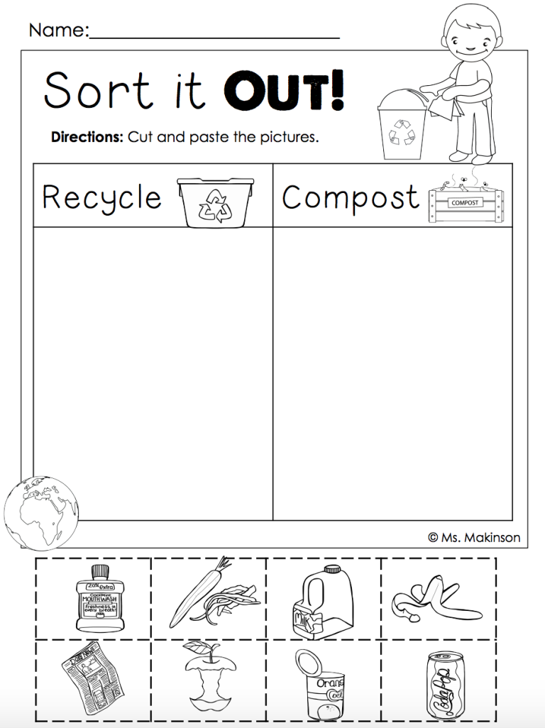 Recycling Worksheets For Preschool