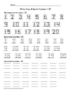 1-20 Number Tracing Worksheets Pdf