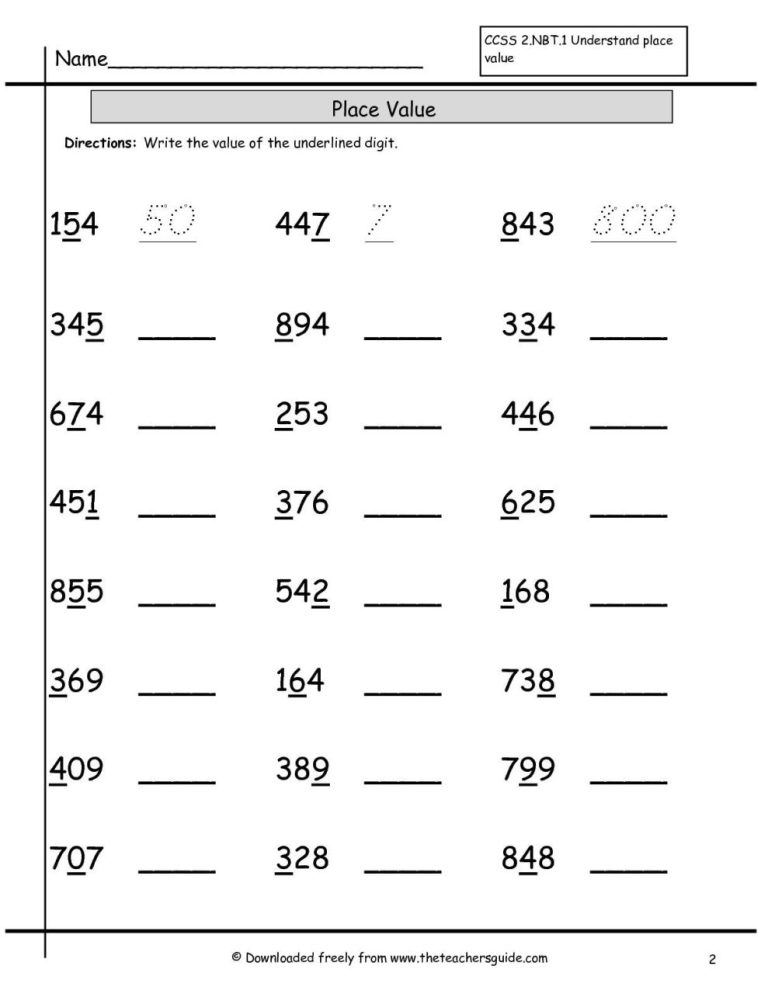 Place Value Worksheets Pdf Grade 3