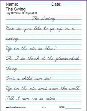 Handwriting Practice For Kids Cursive