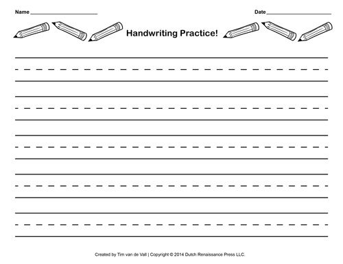 Handwriting Practice Sheets Blank