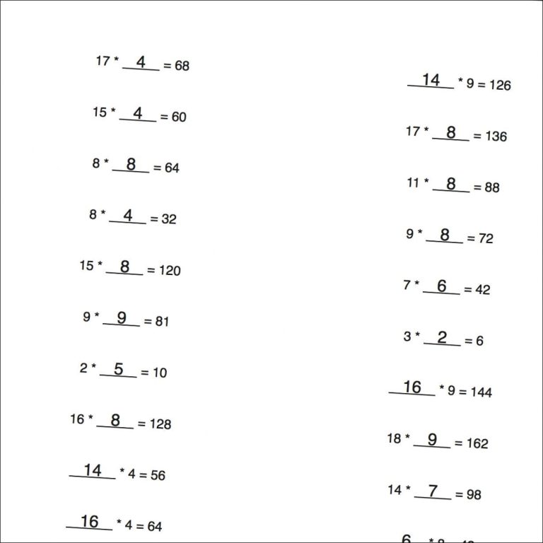 Free Algebra Worksheets With Answers Pdf