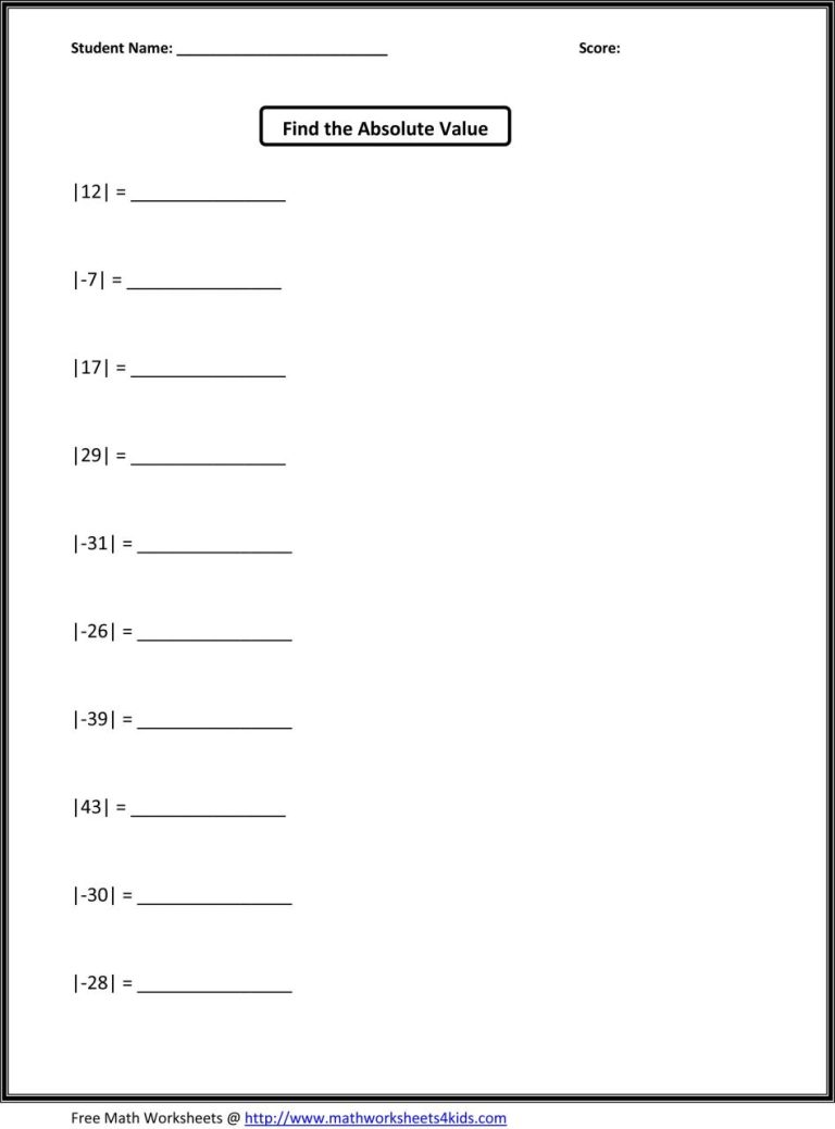 Math Worksheets Grade 5 Free Printable