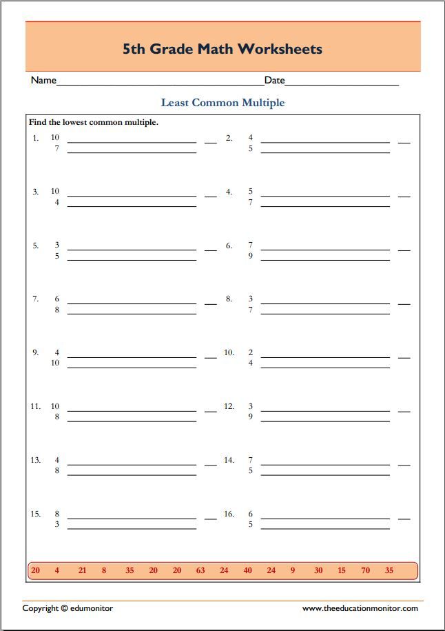 Lcm Worksheets Grade 4