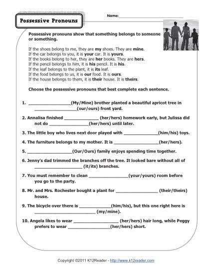 Free Printable Pronoun Worksheets 6th Grade