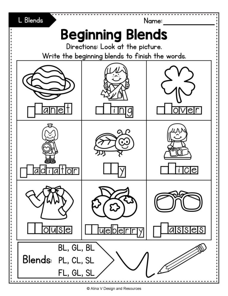 Blends Worksheets 2nd Grade