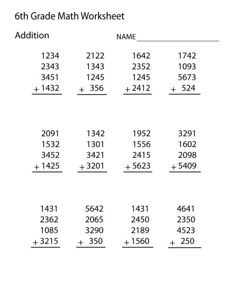 6th Grade Algebra Worksheets With Answers