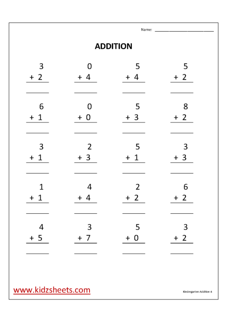 Simple Addition Worksheets