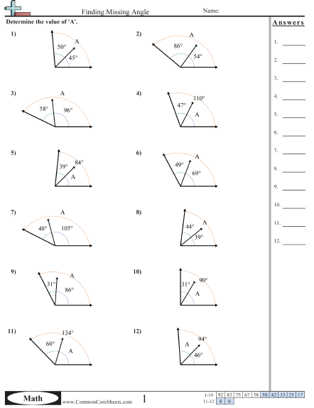 Finding Missing Angles Worksheet Pdf