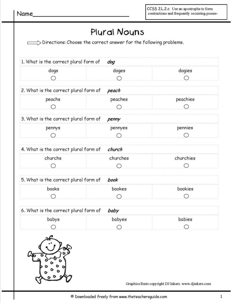 Singular And Plural Nouns Worksheet Grade 6