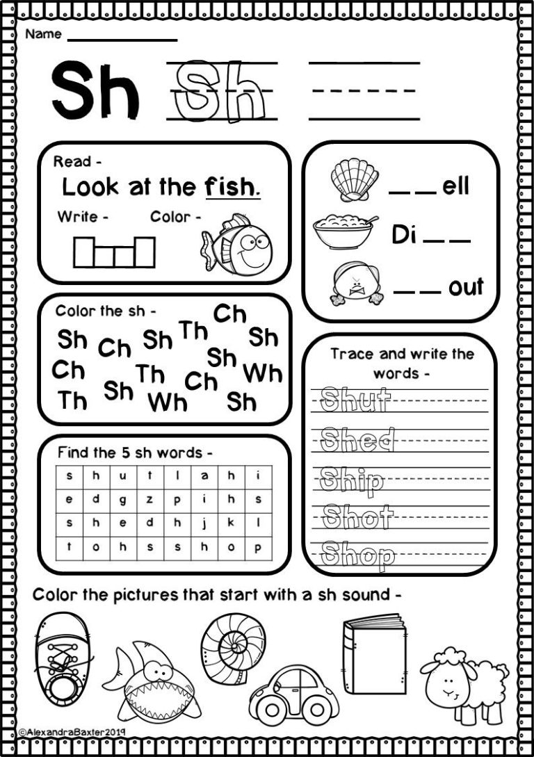 Sh Words Worksheet For Grade 1