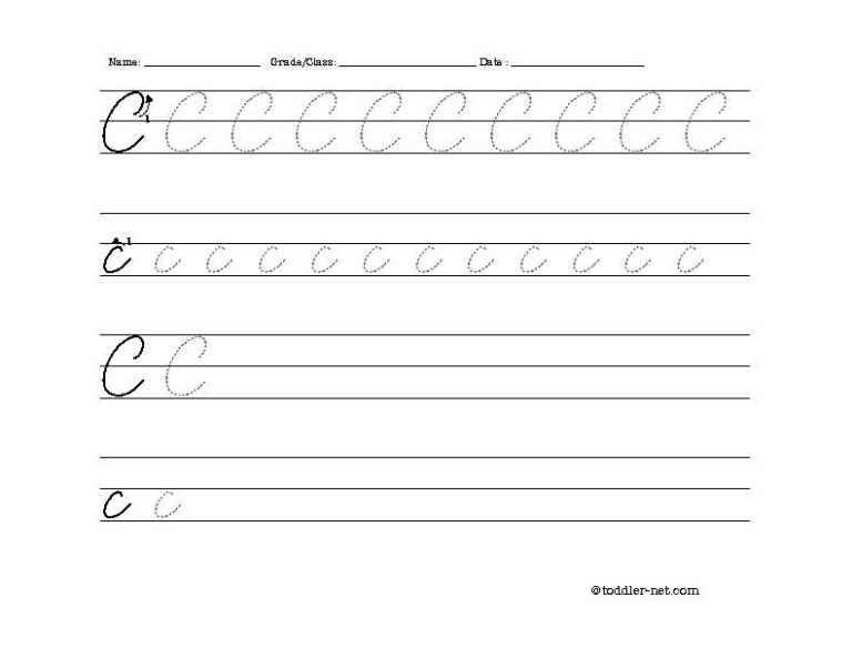 Cursive Writing Practice Sheets C