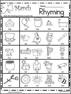 Rhyming Words Worksheet Kindergarten Free