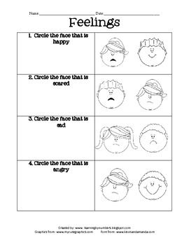 Feelings Worksheet Prek