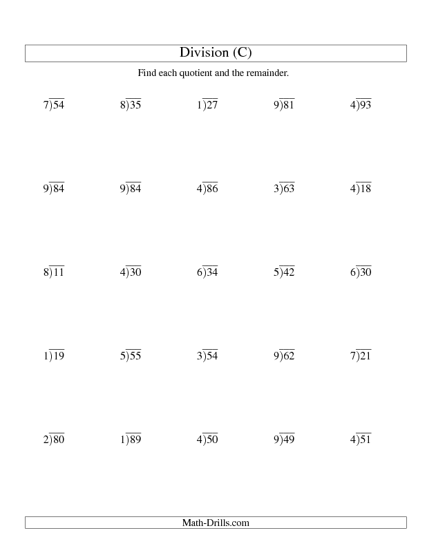 Short Division Worksheets 4 Digit By 1 Digit