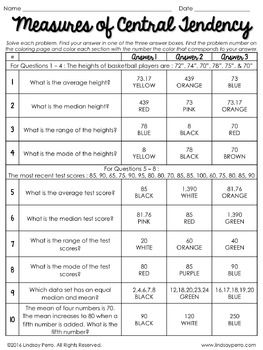 Measures Of Central Tendency Worksheet Kuta