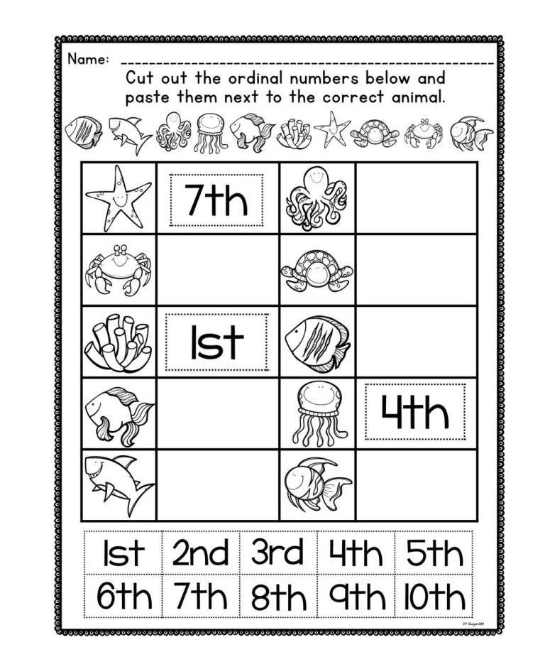 Ordinal Numbers Worksheets For Kids