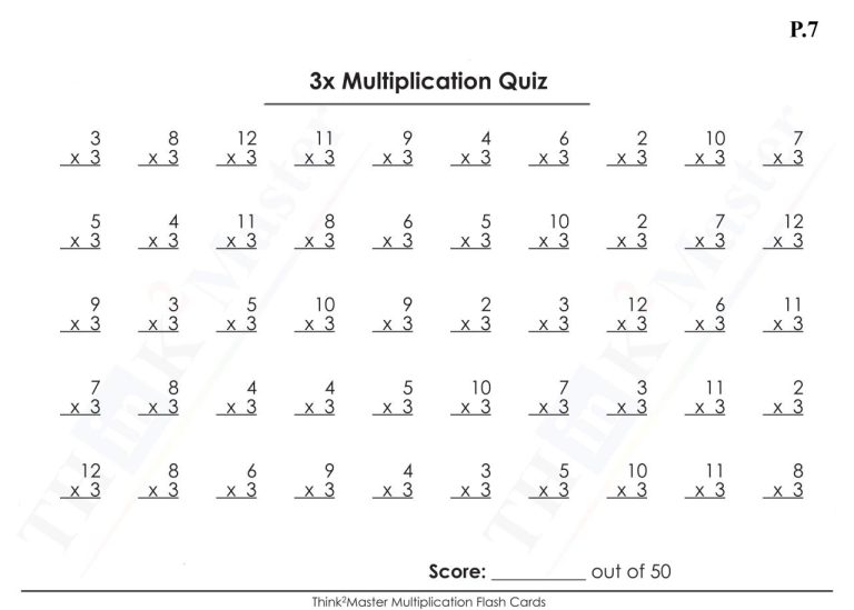 Times Tables Worksheets 3x