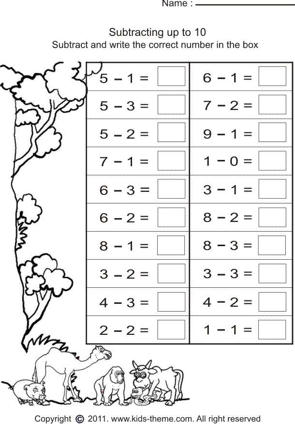 Subtraction Worksheets For Grade 1 Printable