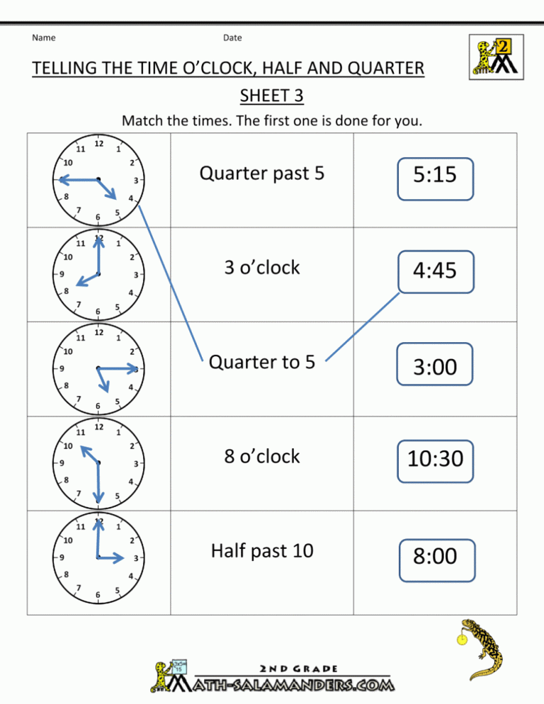 Half Past Time Worksheets Pdf